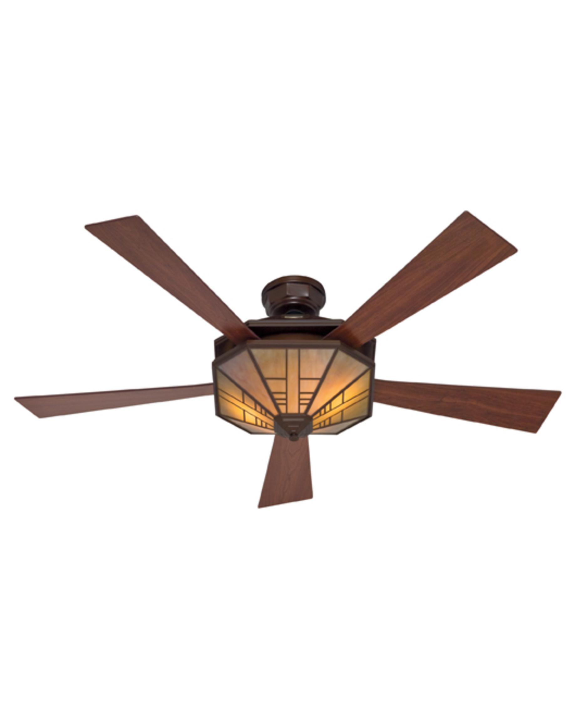 Hunter Fan 1912 Mission 54 Inch 5 Blade Ceiling Capitol Shown In Bronze Finish And Amber Glass
